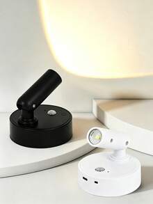 1pc Black & White Magnetic Rechargeable LED Spotlight, Motion Sensor Touch Dimming Wall Light, Type-C Charging, 3 Light Modes Stick-Free Night Light, Suitable For Bedroom, Living Room, Stairs, Wardrobe Indoor Decoration - Multicolor - View 10