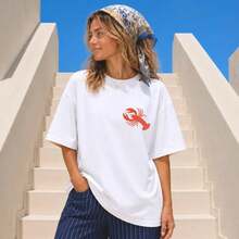 Camiseta de Langosta "Pescada del Día", Camiseta de Verano Costera, Camiseta de Langosta del Maine, Camiseta Estética de Pescador, Camiseta de Vacaciones en la Playa de - Blanco - Ver 2