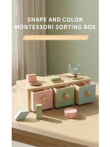 1 Set Kotak Sortir Warna dan Bentuk untuk Anak, Mainan Edukasi Pembelajaran Dini, Mainan Pengenalan Warna dan Bentuk Montessori untuk Pengembangan Koordinasi Mata dan Tangan, Hadiah untuk Anak-Anak - MultiWarna - View 3