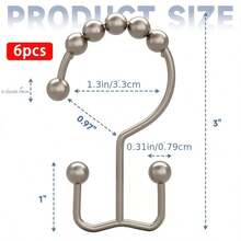 6pcs Rust-Proof Metal Shower Curtain Rings, Sliding Shower Hooks For Bathroom Shower Rod And Curtains - Shower Curtain Rings - View 3