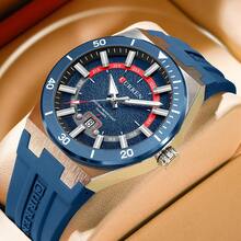 CURREN Men's Fashion Quartz Waterproof Luminous Silicone Strap Date Wristwatch - Multicolor - View 2