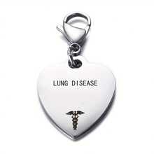 1pc Diabetes Medical Alert Heart Pendant Stainless Steel Lobster Claw Keychain, For Emergency Identification - Multicolor - View 11