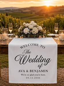 Custom Wedding Table Runner With Couple Names, Personalized Head Table Decor For Wedding Reception Party, Custom Table Banner Gift For Bride Newlyweds - Multicolor - View 5