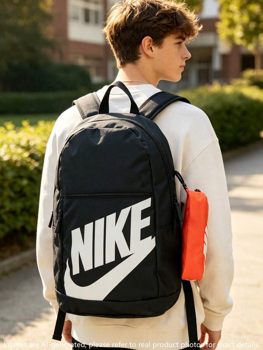 Nike ELMNTL BKPK SHOEBOX 户外运动旅行背包,休闲包,学生背包,电脑包,尺寸:约 45*30*13cm - 暗煙灰/橘色/白 - 查看 1