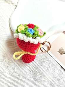 Cute Crochet Bouquet Keychain Mini Hand-Knitted Flower Keychain Ring Car Bag Hanging Pendant Ornament Lover Valentine's Day Gift Keychains For Backpack - View 12