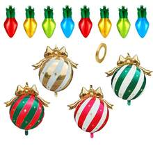 12pcs Christmas Bow Hanging Ball Light Bulb Shaped Balloon Set, Christmas Party Decoration - Multicolor - View 4