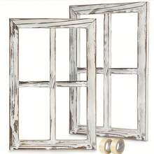 2pcs Rustic Wooden Window Frame Wall Decor – 3D Vintage-Inspired Shutters With Distressed Finish & Textured Indentations – Glass-Free Art Accent For Indoor/Outdoor Spaces – Perfect For Wedding Backdrops, Home Styling, Office Walls, Valentine's Day Or - Arched - View 4