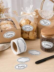 5 Rolls 150 Sheets Vintage Blank Food Label Stickers, Writable Decorative Sealing Stickers, Suitable For Baking Boxes, Dessert Bags, Gift Packaging And Parties - Multicolor - View 5