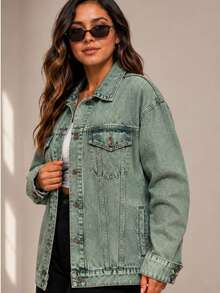 Women Denim Jackets & Coats - 綠石 - 查看 3