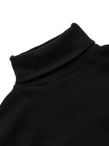 Autumn/Winter Casual Versatile Solid Color Turtleneck Top - Black - View 6