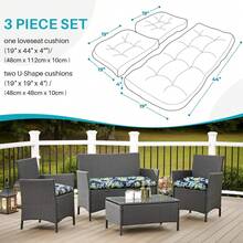 3-Piece Cushion Set Loveseat Settee Tufted Outdoor Waterproof Bench Seat Cushion Tufted Seat Cushions 3PCS/Sets Waterproof 3 Pieces Outdoor Furniture Cushions For Patio Furniture - 綠色 - 查看 10