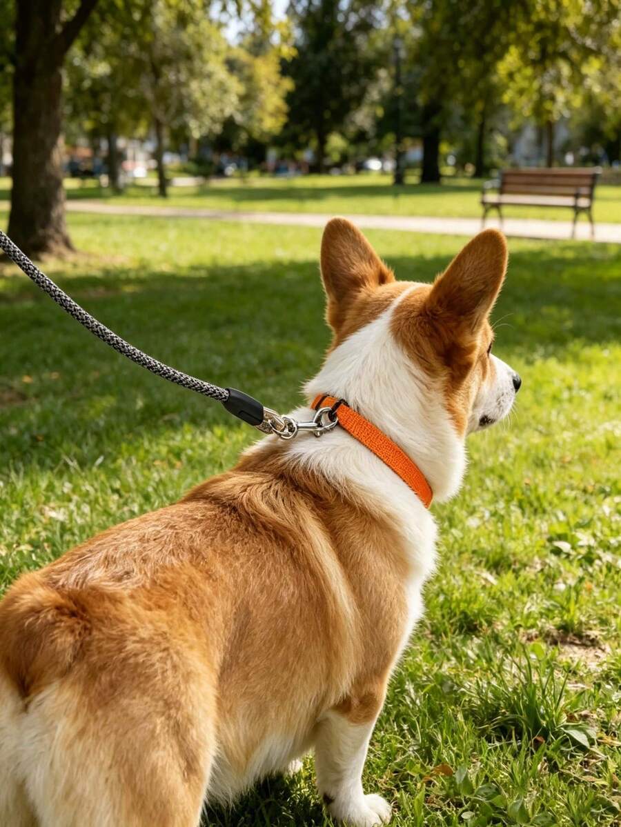 1pc Grey-Black Linen Dog Leash, Convenient Outdoor Pet Leash, Can Be Paired With Waste Bags, Collars, Etc., Suitable For Daily Dog Walking, Outdoor Trips, Travel Camping, Etc. - Multicolor - View 1