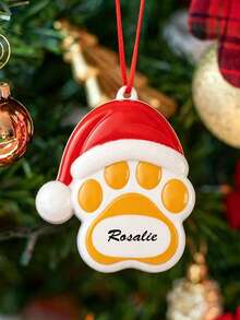 1 pieza Accesorio personalizado con huella de mascota, Decoración navideña personalizada con huella de mascota, Hecho con tu mascota, Adorno navideño exclusivo para perro, Decoración personalizada para perro, Colgante personalizado para perro, Recuerdo de mascota, Adorno colgante para árbol de Navidad - Multicolor - Ver 5