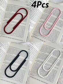 1/4PCS Printing Bookmarks In Dopamine Colors. Stylish Design Lightweight Bookmark. Portablesolid Color Paperclip Bookmark. Durable Reading Bookmark. Clip Shape Book Marks For Students. Bright Colorpage Markers For Office School Supplies. - Multicolor - View 11