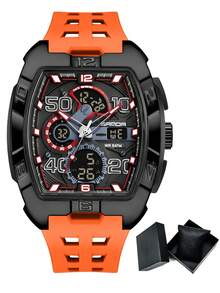 SANDA. SANDA Barrel-Shaped Sports Watch, Multifunction Casual Electronic Watch, Waterproof, Dual Display, Luminous, Alarm, Men's Watch - one-size - View 13