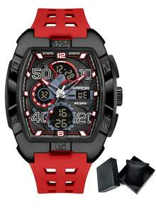 SANDA. SANDA Barrel-Shaped Sports Watch, Multifunction Casual Electronic Watch, Waterproof, Dual Display, Luminous, Alarm, Men's Watch - one-size - View 15