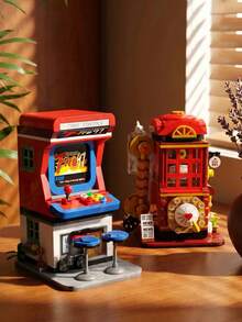 600+Pcs Vintage Realistic Game Console, Telephone Booth, Radio Building Block Set, Suitable For Display Collection, Window Display Decoration, Imaginative Exquisite Gift, Choice For Various Holidays - Multicolor - View 1
