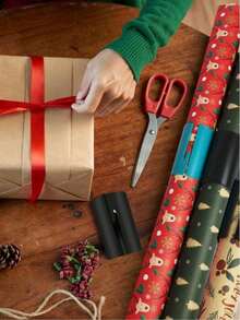 1pc Gift Wrapping Paper Cutter, Sliding Design, Suitable For Party Gift Wrapping, Holiday Paper Craft Cutting, Gift Wrapping Paper Roll Cutting, Simple Paper Craft Cutting, Handmade Gift Wrapping Tool, Suitable For Valentine's Day, Birthday, Christmas, New Year And Other Holiday Party Gift Wrapping Paper Cutting Needs. - Multicolor - View 5