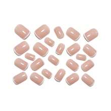 Elevate Your Look 24PCS Short Square White French High-Quality New Process Full Cover Nail Set, Suitable For Women And Girls For Daily Wear - Multicolor - View 3