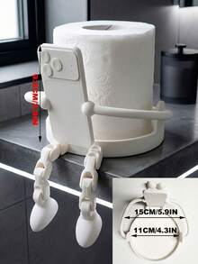 Creative Human-Shaped Toilet Paper Holder, Unique Phone-Holding Pose Toilet Paper Holder With Movable Legs And Fun Sitting Position, Suitable For Bathroom, Bedroom And Living Room Storage And Decoration - Multicolor - View 3