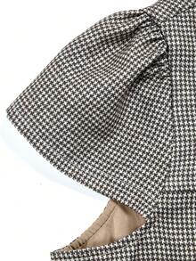 SAOYANGYU Women's Plaid Woven Fabric Button Pocket Top, Home, College, Beach, Autumn/Winter, 295g - Khaki - View 8