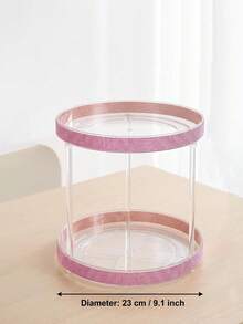 1PC Rhinestone Decorated Multi-Functional 360° Rotating Makeup Organizer, 360° Rotating Rhinestone Cosmetic Storage Rack, Double Layer Vanity Skincare Organizer, Girly Pink Sparkling Rhinestone Rotating Storage Tray, Large Capacity Desktop Skincare Lipstick Makeup Organizer - Multicolor - View 11