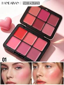 HANDAIYAN 12-Color Metallic Blush Palette, Long-Lasting High-Pigment Multi-Function Concealer, Highlighter, Suitable For Daily Makeup, Dating, Party, Autumn/Winter Face Painting And Y2K Style, Perfect Gift For Birthday And Valentine's Day, Carnival Essential - 01 - View 3