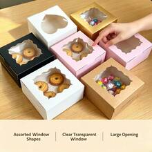 5/10pcs 6*6*3 Inch Fit 4 Inch Cake Transparent Window Paper Pastry Cake Packaging Box Minimalist Versatile Square Birthday Wedding Holiday Party Best Friend Tea Break Home Baking Store Pastry Takeout Gift Box - View 6