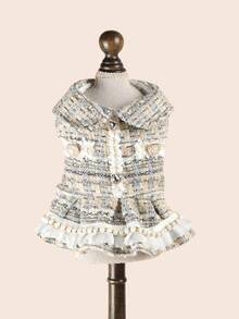 1PC 2026 New Pet Clothes For Small Dogs, Puppies And Cats, Cute Luxury Lady Style Sleeveless Collar Design Tweed -Inspired Dress - Multicolor - View 6