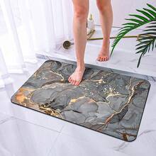 深灰色大理石紋珪藻土浴室地墊-吸水快乾防滑腳墊,適用於淋浴間/浴缸/玄關-低過敏性,完美居家裝飾配件 | 40*60cm 及更多尺寸可選 - 彩色 - 查看 3