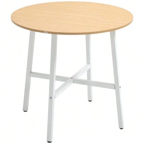 Dining Table, Kitchen Table For 4 People, Living Room Table For Dining Room, Kitchen, Steel, Brown, 80 X 80 X 76 Cm - 自然色 - 查看 1