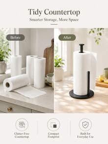 Heavy-Duty Kitchen Paper Towel Holder With Tidy Storage Edge Preventing Paper Unrolling Classic Countertop Paper Towel Dispenser For Working Pros Handy Napkin Holder To Hold Paper Towels In Baño Area Toilet Paper Holder Home Organizer Tools - A - View 6