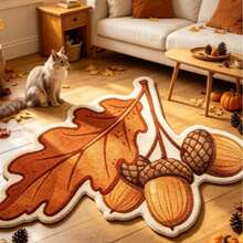 1pc Brown Chestnut Rug, Autumn/Winter Thickened Decorative Carpet, Small Bedroom Decor Rug, Home Decor Living Room Carpet - Multicolor - View 2