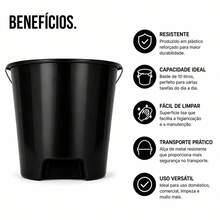 Balde Plástico 10 Litros Alça Metal Galvanizada Reforçado Multiuso Limpeza Faxina Jardinagem - Multicolorido - Visão 4