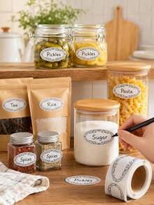 5 Rolls 150 Sheets Vintage Blank Food Label Stickers, Writable Decorative Sealing Stickers, Suitable For Baking Boxes, Dessert Bags, Gift Packaging And Parties - Multicolor - View 1