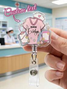 Customizable Retractable Nurse Badge Holder, Personalized Acrylic Text Badge Holder, Suitable For Nurses, Registered Nurses, Medical Students And More - Multicolor 1 - View 1