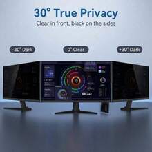 [1pc] Computer Monitor Privacy Screen, 20-Inch 16:9 Aspect Ratio; Anti-Peeping/Anti-Blue Light/Anti-Glare Eye Protection, 2 Installation Methods Detachable, Suitable For Office, Airport, Cafe And Other Public Places; Diagonal 20-Inch, Width 17.43-Inch, Height 9.81-Inch - View 7