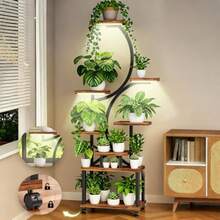 FURRIFIC Soporte para Plantas de 8 Niveles con 4 Ruedas y Luz de Crecimiento para Plantas, Uso Interior y Exterior, Estante para Plantas en Forma de S, para Sala de Estar, Dormitorio, Balcón, Jardín - Multicolor - Ver 9
