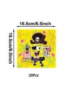 SpongeBob SquarePants Yellow Sponge Starfish Theme Party Tableware, Napkins, Plates, Paper Cups, Suitable For Holiday, Birthday Decoration, Party Decoration, Scene, Atmosphere, Gift - Multicolor - View 3