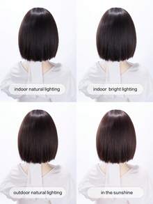 alicegarden 12-Inch Long Synthetic Short Bob Wig Featuring A Natural Straight Style A Stunning Black-Brown. Designed With Bangs , This False Hairpiece Is Perfect For Ms Daily Party Cosplay Use, Offering A Natural And Natural Durable Wig Gift For Ladies., Halloween - Black Brown - View 10