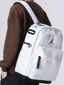 Nike JORDAN AJ Starry Pattern Basketball Backpack For High School Students, Ultra-Lightweight, Foldable, Daily Use, Size: Approx. 30.5*17.8*49.5cm - White/Black/Red - View 1