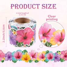 32.8Ft Tropical Hibiscus Blackboard Border Sticker - Vibrant Pink, - One Size - View 2