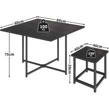 Comedor 4 Personas Mesa 80x80 con 4 Taburetes Negro Texturizado |   Juego de comedor moderno para 4 personas con acabado negro texturizado, para departamentos y espacios compactos. - Negro - Ver 2