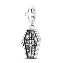 1pc Silver-Plated Halloween Theme DIY Beaded Accessory, Pumpkin, Haunted House, Coffin, Skull, Ghost Multiple Pendant Styles, Vintage Distressed Enamel Craft, Compatible With Snake Chain Bracelet And Necklace Assembly, Holiday Atmosphere Handmade Accessory Parts - Multicolor - View 16