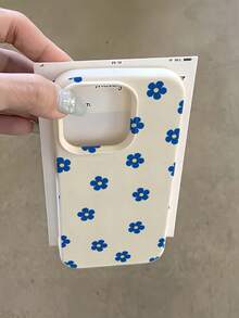 1 buah Casing Ponsel Motif Bunga Biru Layar Penuh Kreatif dan Modis, Anti Jatuh, Anti Gores, Anti Sidik Jari, Tekstur Kulit TPU Lembut, Pelindung Kompatibel dengan Apple 11/12/13/14/14plus/15/15plus/16/16plus/7/8plus/17/17pro dan Model Lainnya - MultiWarna - View 1