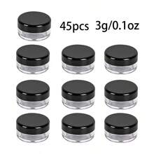 25個迷你透明面霜罐 3g/5g，空塑料化妝品容器，透明樣品瓶，眼影/護唇膏容器，旅行必備樣品化妝罐，空迷你瓶，適用於感恩節、萬聖節和聖誕節 - 黑色 - 查看 10