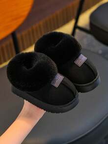 1 Pair Kids Snow Boots Boys Indoor Home Anti-Slip New Cartoon Warm Fuzzy Slippers Winter - Black - View 3