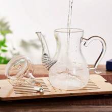 1件 1000ml 手工玻璃茶壺 玻璃咖啡壺 耐直火加熱 燈形壺 大容量 花茶用 美麗下午茶壺 居家廚房收納用品 - 白色 - 查看 2