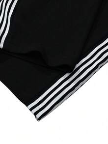 YUNCHIC Los Angeles Embroidered Side Stripe Sweatpants, Plaid Elastic Double Waistband Drawstring Casual Street Joggers - Black - View 8
