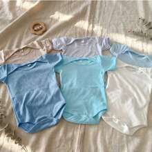 kit 6 peças body bebe canelado liso menino menina infantil - masculino - Visão 2